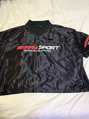Black Logo V-Neck Men's Shirt